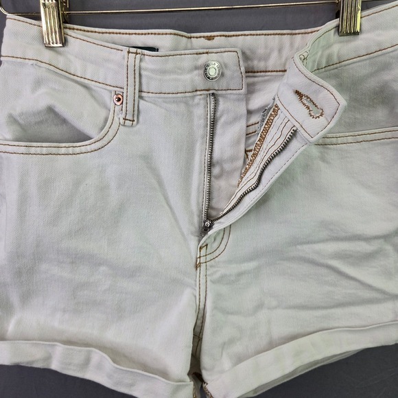 Wild Fable Highest Rise Denim Shorts Womens 4/27R White Cuffed Contrast Stitch - Picture 5 of 10